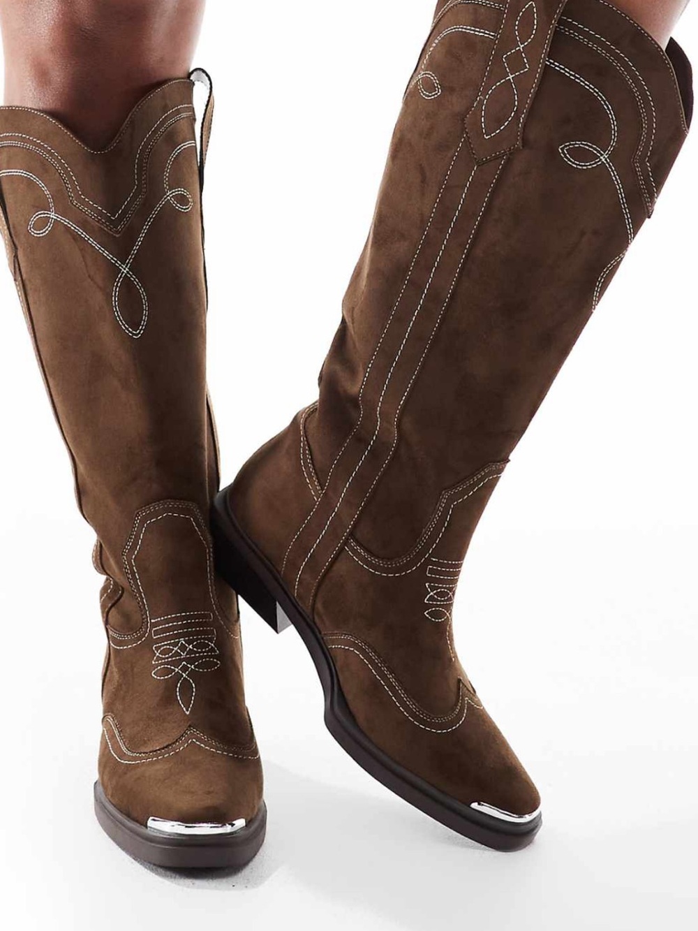 Never worn, wide calf brown boots